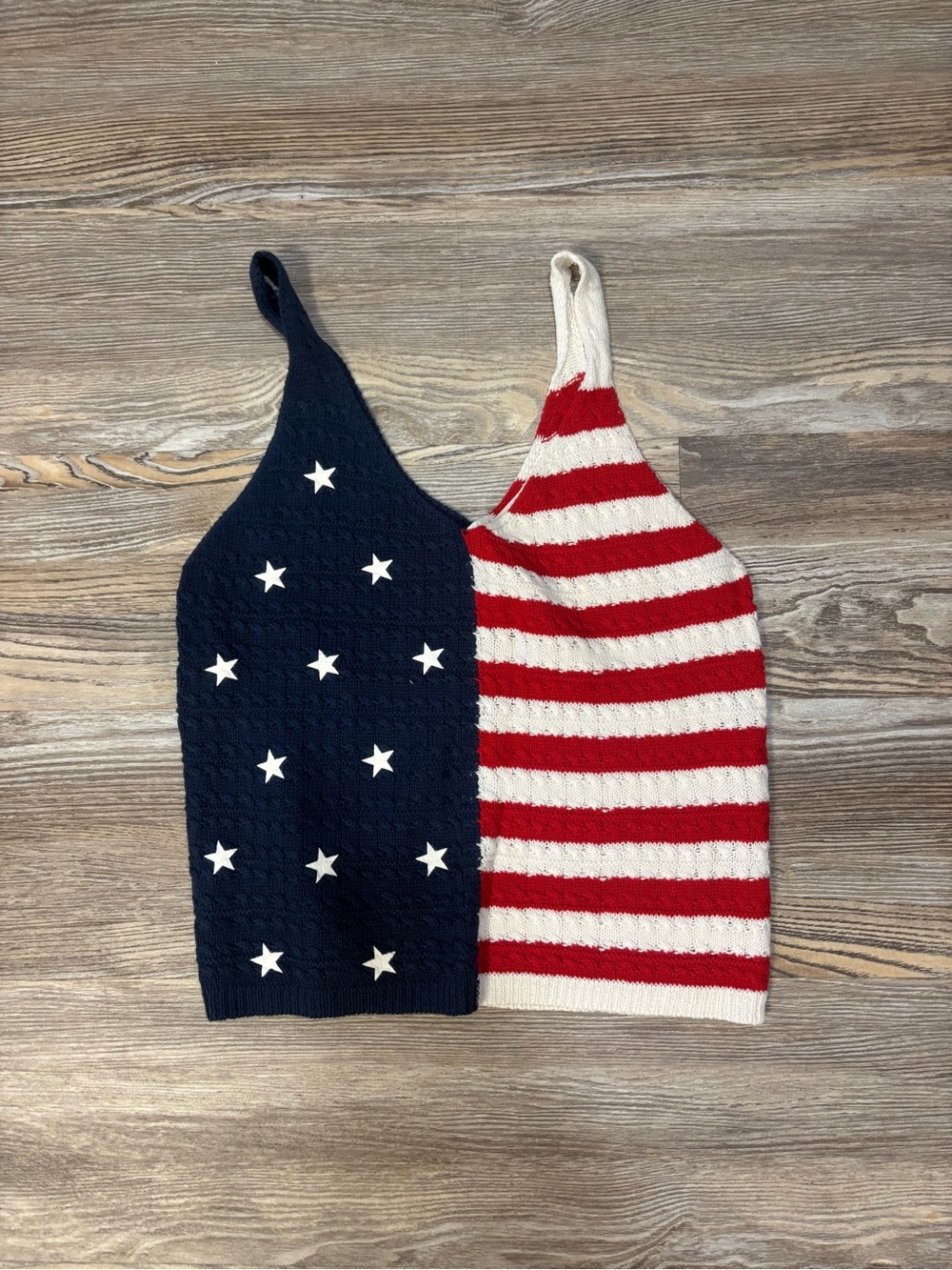Women's Red White & Blue Crochet Tank Top - M